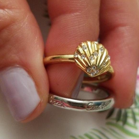 Coach Jewelry - COACH SET OF 2 RINGS GOLD SHELL & SILVER SIGNATURE
